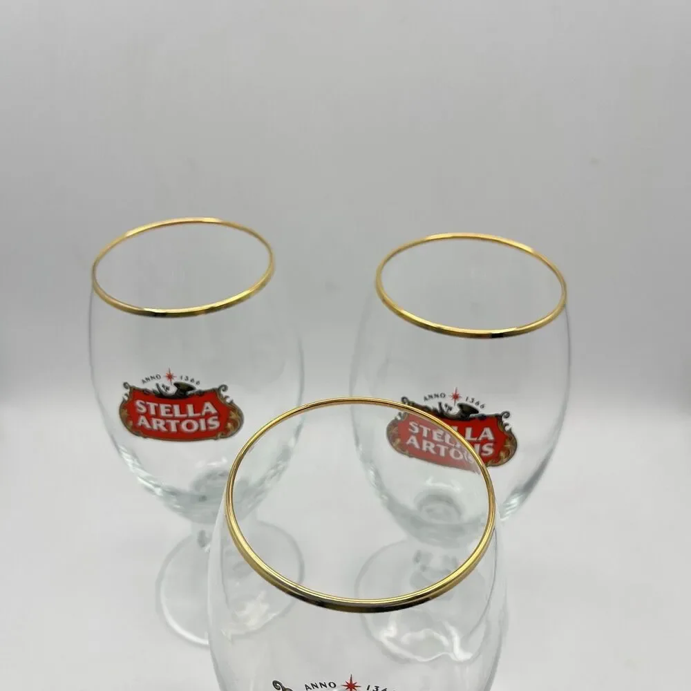 14 oz Stella Artois Belgium crystal mug beer glass 40 cl Lot of 3